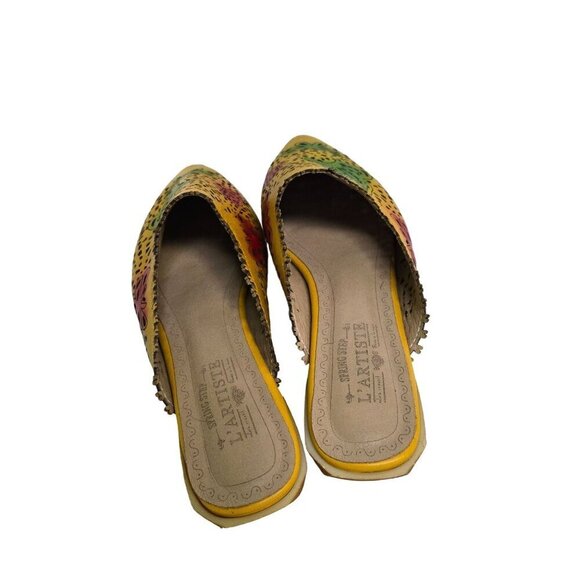 L'Artiste Spring Step Galatina-YM Hand-Painted Yellow Leather Mules Size 42 - Picture 4 of 8